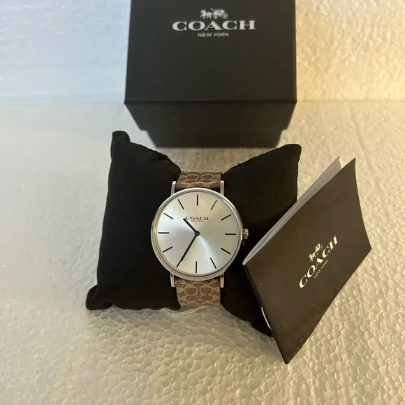 Coach Brown and Silver Watch with Logo Strap Coach Brown and Silver Watch with Signature Strap main image 2